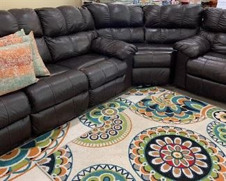 Ashley Bonded Leather Power Sectional/Recliner