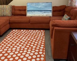 AFW Sectional Sofa, Area Rug, Art Print 