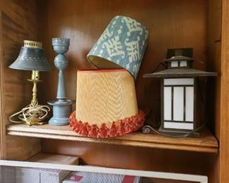 Vintage lamps and shades.
