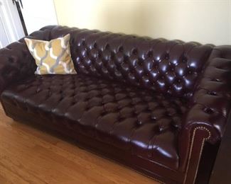 Vintage Tufted Leather Chesterfield Sofa.