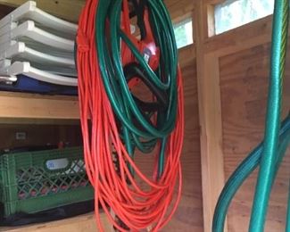 Hose and extension cord.