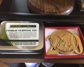 Marine Corps ball plaque and Combat Survival Kit.