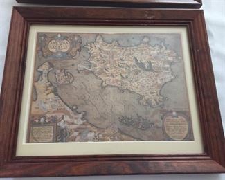 Framed ancient map.