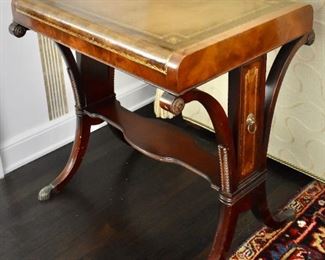 Mahogany leather top side table