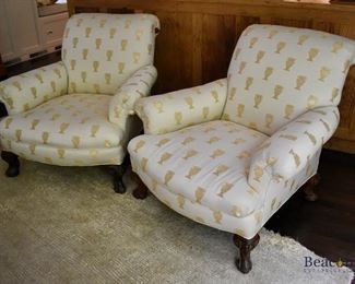 Pair of rolled back arm chairs