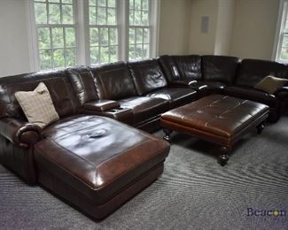 Leather sectional sofa and Jonathan Louis Inc. leather cocktail ottoman