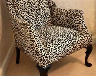 Leopard print upholstered chair