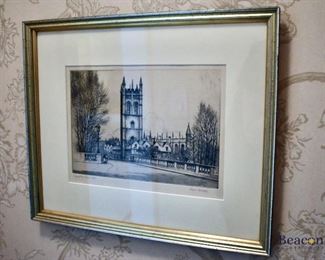 Oxford etching signed Grant Edwards