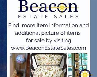 Find more info and additional pictures at www.BeaconEstateSales.com