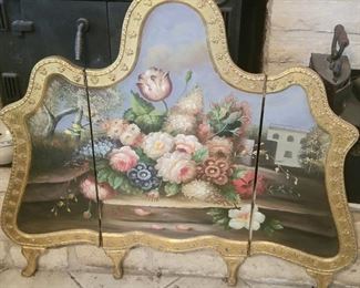 Stunning large fireplace screen, hand painted