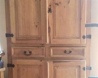 Large pine entertainment hutch
