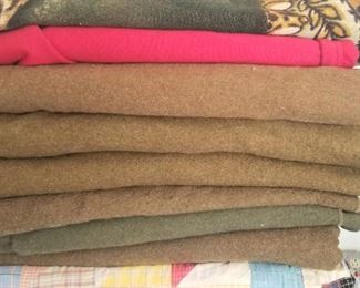 Army blankets, school blankets and some quilts