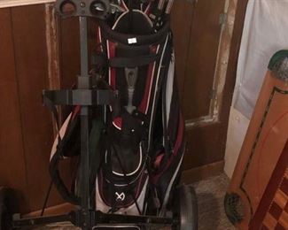 Top-Flite Golf caddy, clubs, and bag