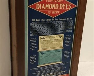 Original Diamond Dyes Country Store Advertising Display Case, Original Tins in Front and Back