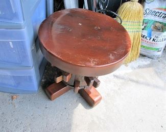 AVAILABLE PAIR OF IRON WOOD STOOLS