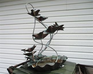 COPPER FOUNTAIN, HAS 10 FLOWER CUPS THE WATER DRIPS DOWN