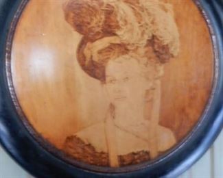 Wood Inlay Victorian Woman..... 