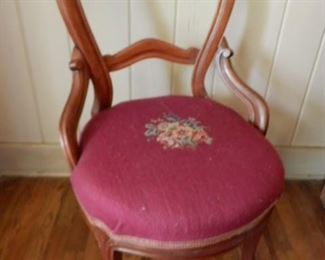 Victorian Chair Embroidered Magenta Seat... 