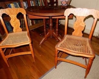 Birdseye Maple Caned Chairs... 