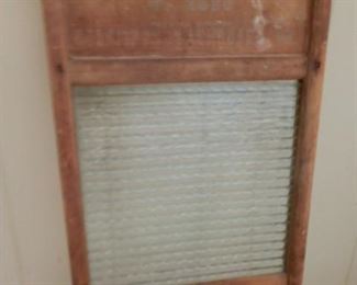 Antique washboard with Glass Scrubber