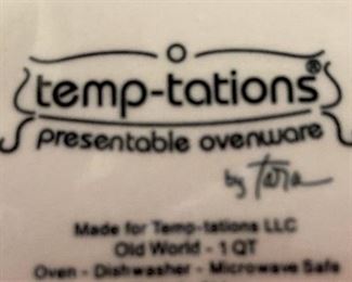  "Temp-tations" Ovenware - dishwasher & microwave safe