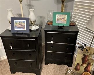 Two black nightstands