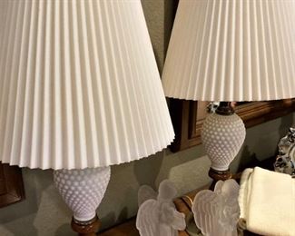 Milk glass lamps