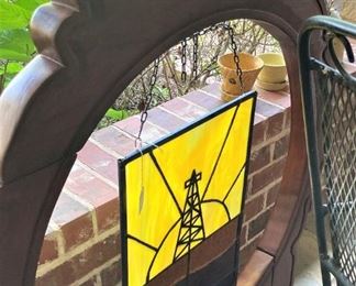 Oil derrick stain glass