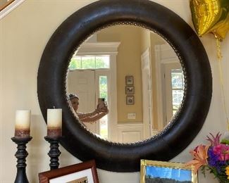 Faux lizard skin textured mirror