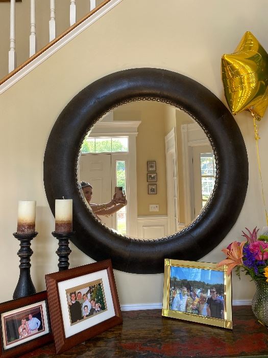 Faux lizard skin textured mirror