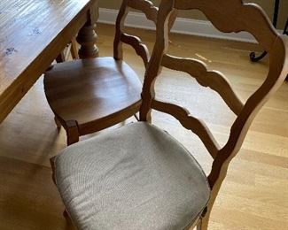 Set of six solid wood chairs