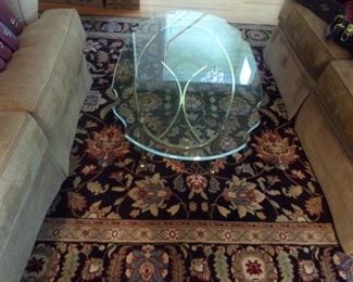 glass top and brass coffee table