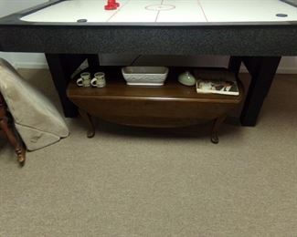 Air hockey and vintage Ethan Allen coffee table