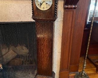 Wonderful English Oak Grandmother Clock  By Wales & McCulloch London