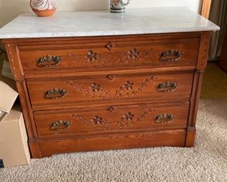 Antique Eastlake Marble Top chest