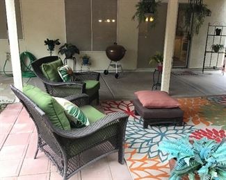 Weber grill, outdoor rugs, patio chairs w/nice cushions