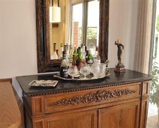 marble top French bar cabinet