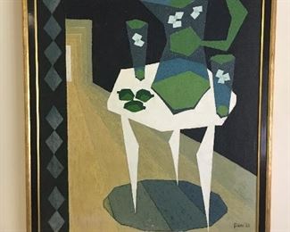 32x26 "White Table in Light Rays" R. Teneau