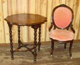 1920's Lamp Table & Victorian Chair
