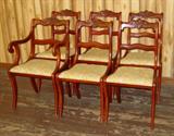 Set of 6 Cherry Carved Back Dining Chairs
