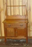 Oak Washstand w/Towel Bar