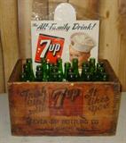 7UP Wood Crate & Bottles