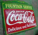 1930's Porcelain Drink Coca Cola Fountain Service Sign