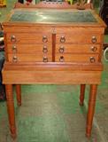 Oak 6 Drawer Spool Cabinet w/Stand