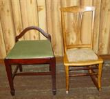 Mahogany Vanity Stool & Maple Sewing Rocker