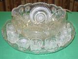 Large Glass Punch Bowl Set