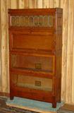 Oak 4 Stack Lawyer's Bookcase w/Leaded Glass & Drop Front Desk