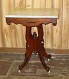 Walnut Victorian Marble Top Parlor Table