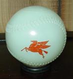 1950's Mobil Gas Premium Glass Baseball Coin Bank