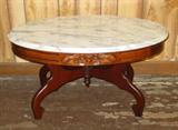 Mahogany Oval Marble Top Coffee Table